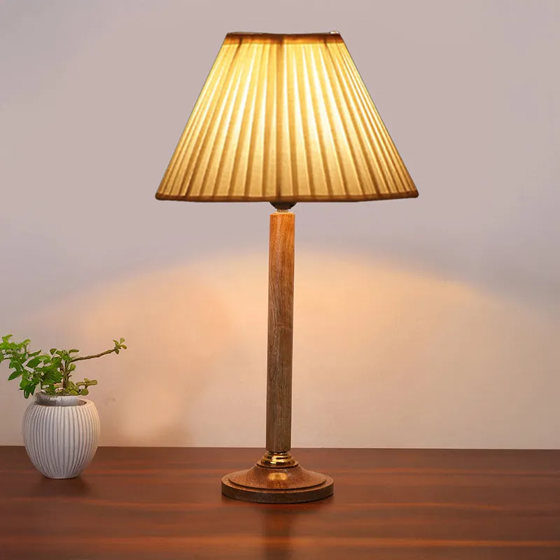 Antique Grace Table Lamp With Wooden Base - White,Brown media 1