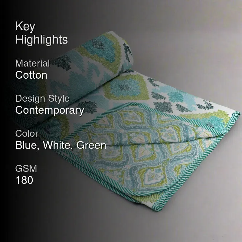 Kapali Astract Reversible Cotton Dohar (Green)  - 180 GSM media 2