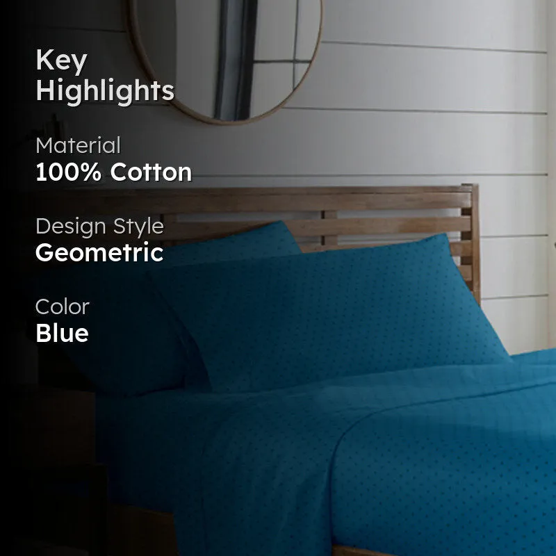 Swiss Dot Cotton Pillow Cover (Azure Blue,500TC) - Set Of Two media 2