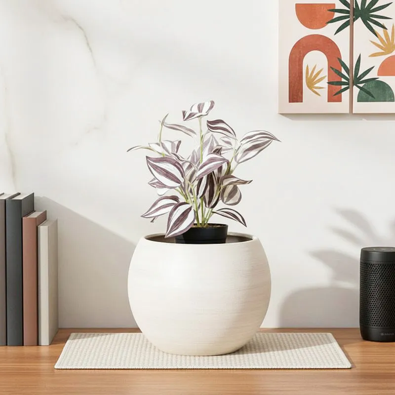 Artificial Wandering Dude Plant With Black Fiber Pot - 0.9 Feet media 1