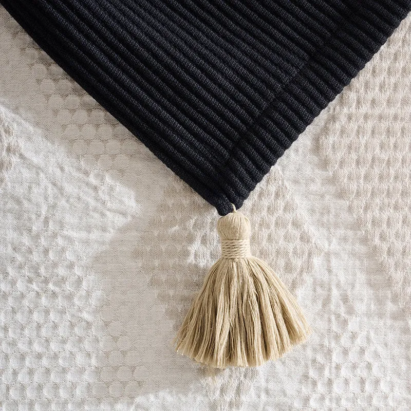 Nestlin Tassled Throw - Beige & Black media 4