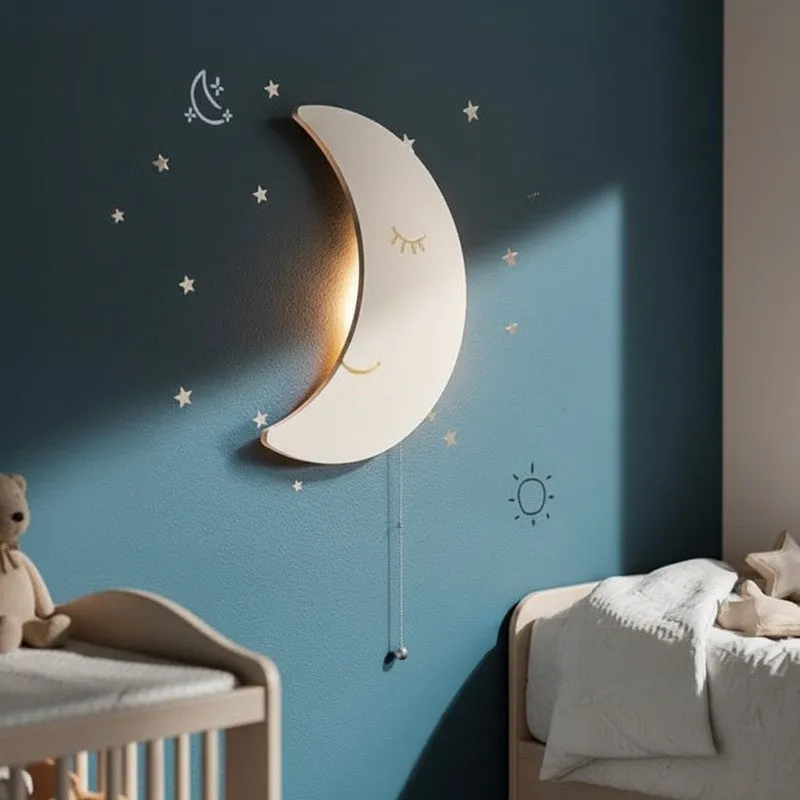 Sleepy Moon Battery Operated MDF Wall Lamp media 1