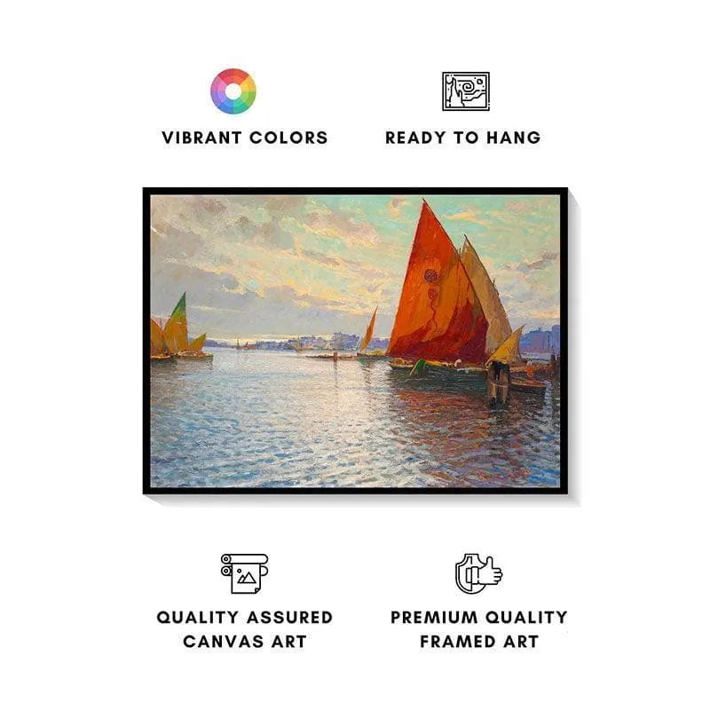 Fishing Vessels Canvas Wall Painting - Black Frame media 4