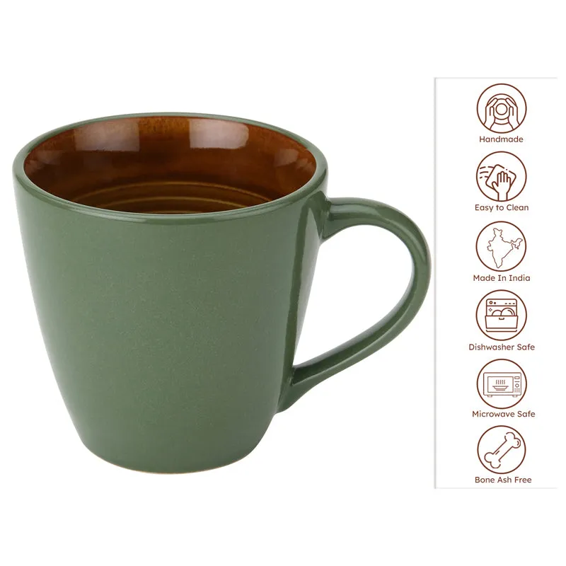 Karvaa Ceramic Coffee Mug (Forest Green/350 mL Each) - Set Of Four media 5
