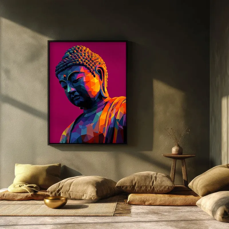 Prismatic Peace Buddha Archival Paper Wall Painting With Black Frame media 3