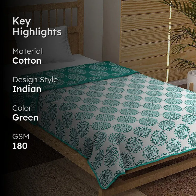 Jaamni Reversible Cotton Dohar (Sea Green)  - 180 GSM media 2