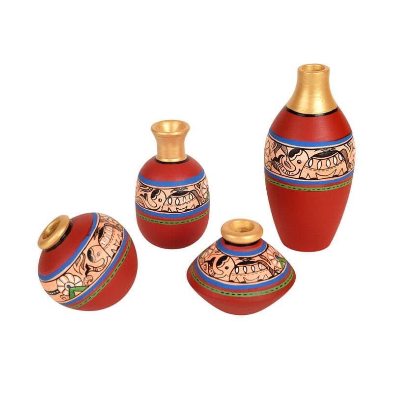 Rasham Tribal Terracotta Vase - Set Of Three media 4