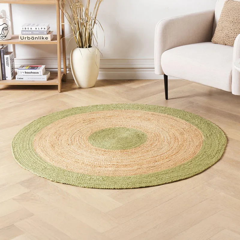 Spiral Craft III Braided Jute Area Rug - Green, Beige media 3