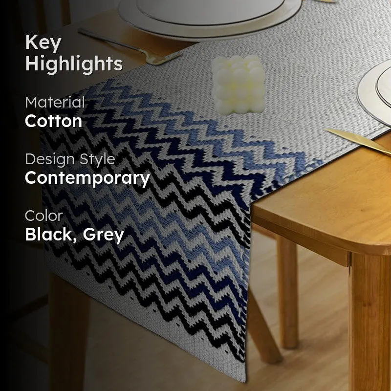 Zig Zag Peaks Chevron Cotton Table Runner media 2