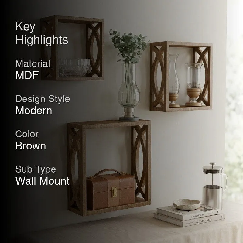 Eclectic Exhibitors Wall Shelf - Brown - Set Of Three - 2