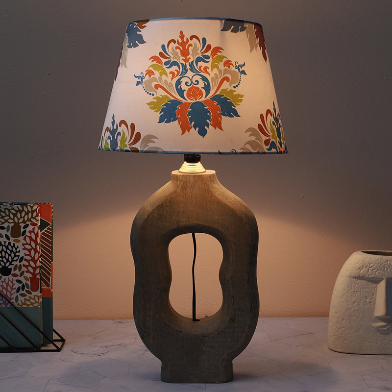 Nordlys Hewn Printed Mango Wood Table Lamp - Multicolor