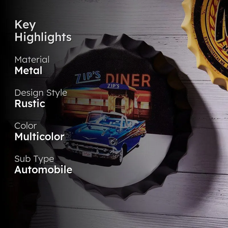 Zip'S Diner Bottle Cap Metal Wall Accent media 2