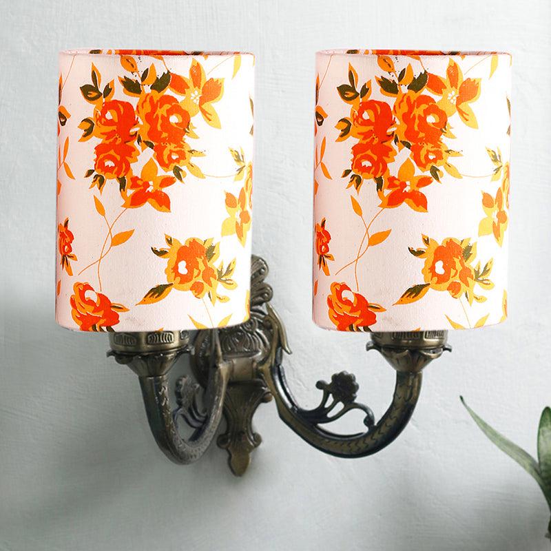 Vintage Ibis Floral Cylindrical Duo Fabric & Metal Wall Lamp media 2