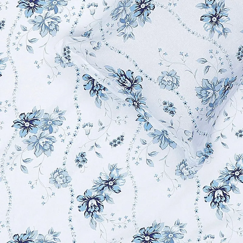 Monte Carlo Petal Matrix Cotton Bedsheet (White,Blue) - 104 TC media 6