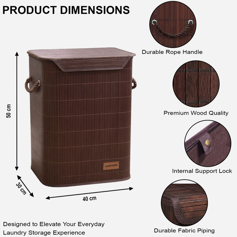 Strap Bamboo Laundry Basket - Brown media 10