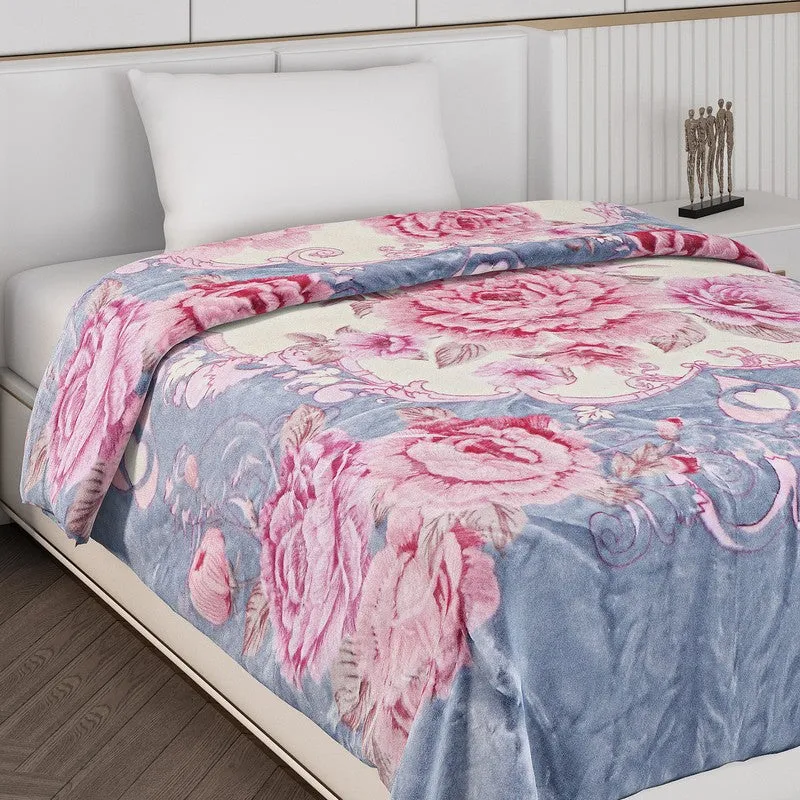 Monte Carlo Blush Blossom Blanket (Blue,Pink)- 1000 GSM media 5