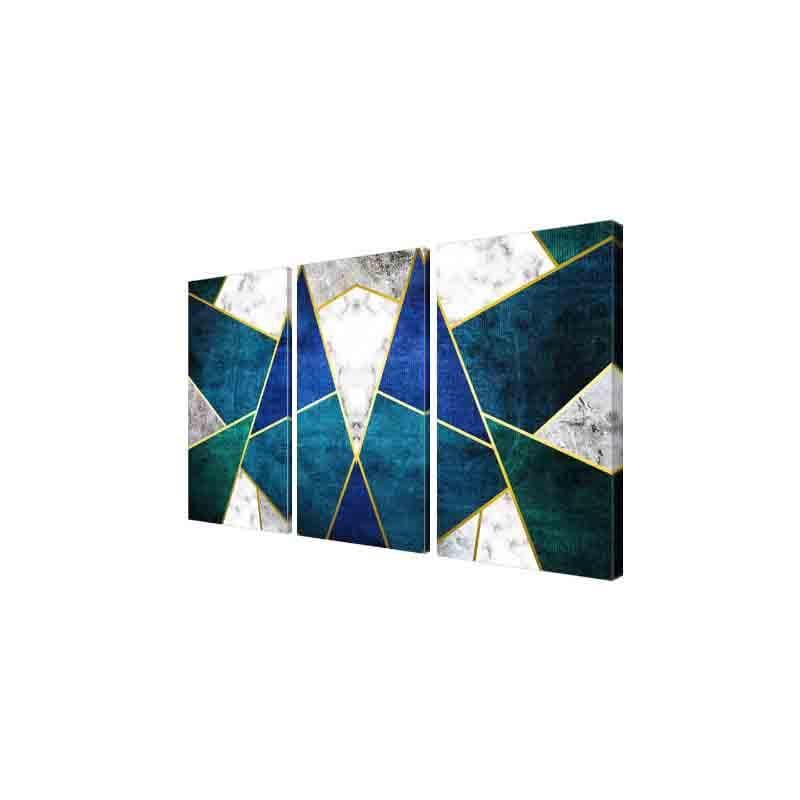 Abstract Grid Poly Canvas Wall Art - Set of Three media 4