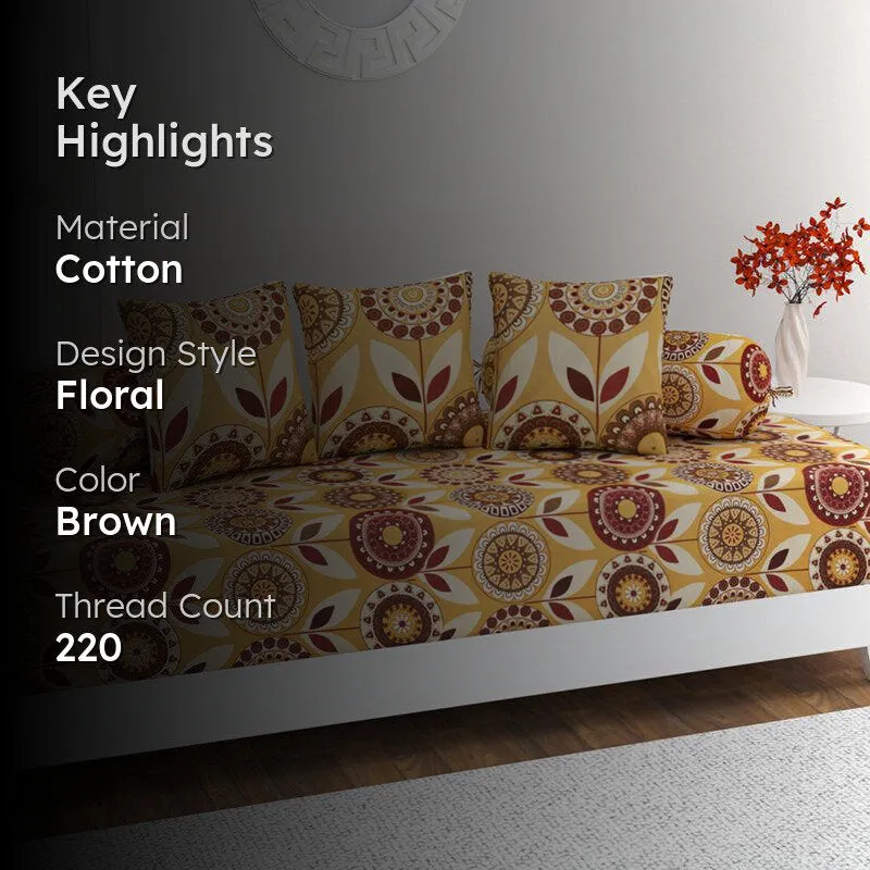 Autumn Fleur Floral Cotton Diwan Set media 2