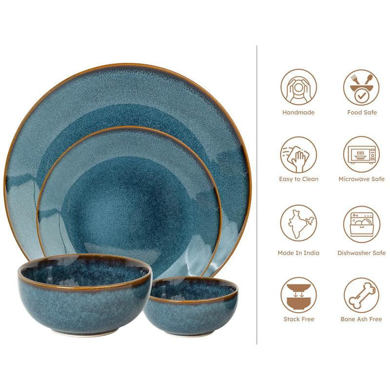 Tarangini Handmade Dinner Set (Blue) - 20 Piece Set media 6