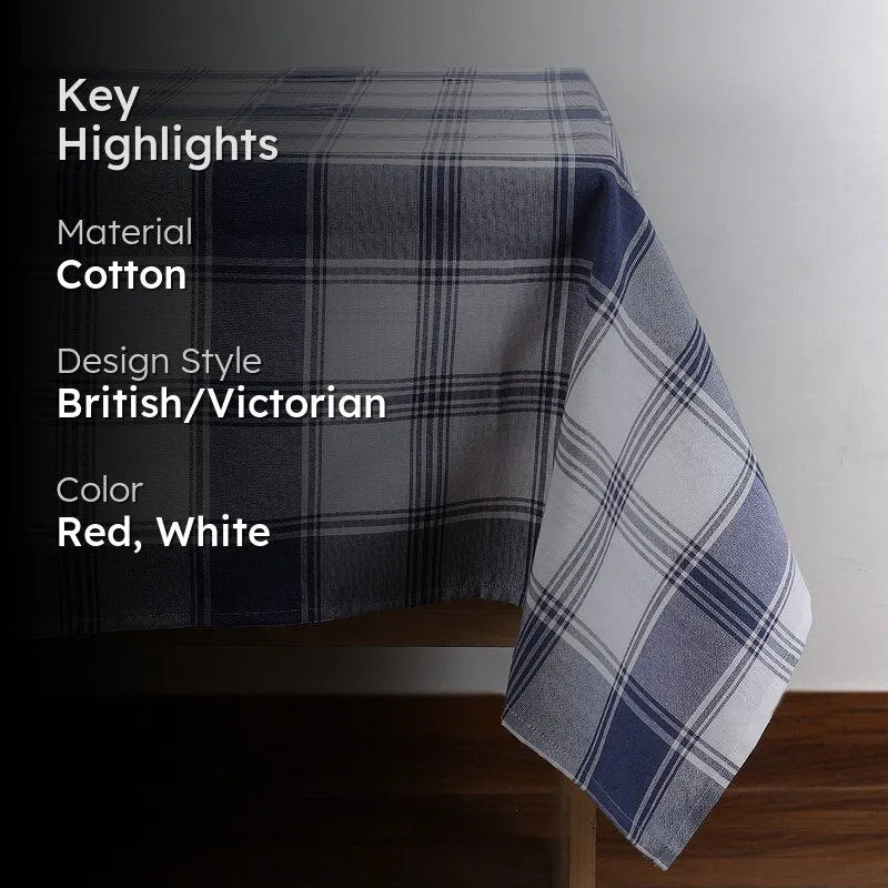 Checkerboard Chic Cotton Table Cover - White & Blue media 2