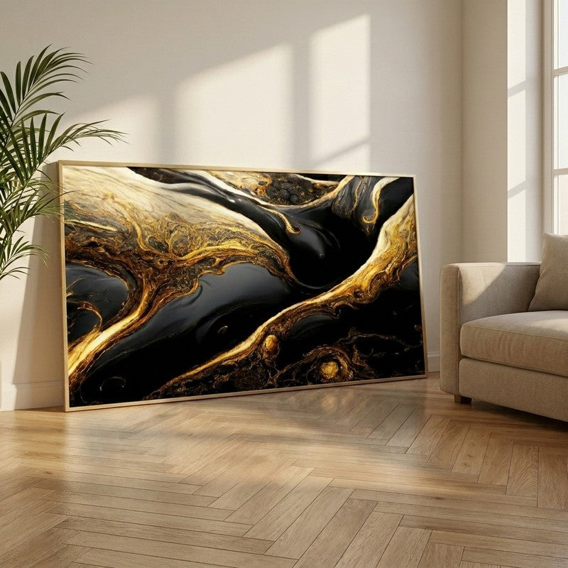 Molten Noir Canvas Wall Painting With Frame