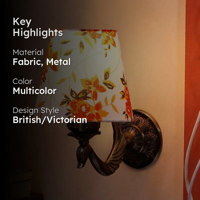 Amro Retro Ibis Flora Conical Fabric & Metal Wall Lamp media 2