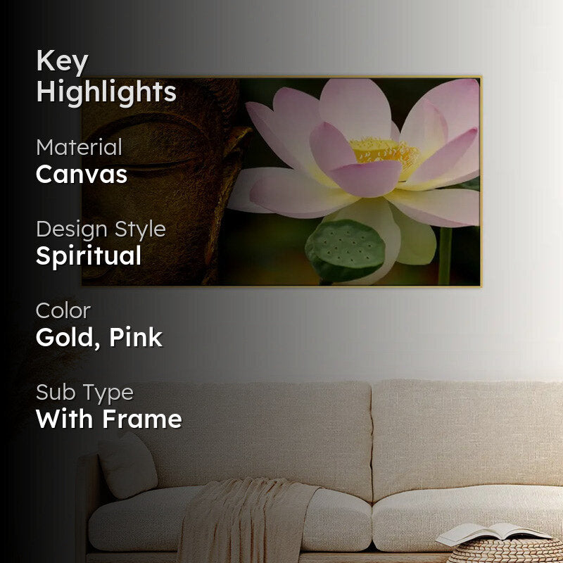 Lord Buddha With Serene Lotus Canvas Wall Painting media 2