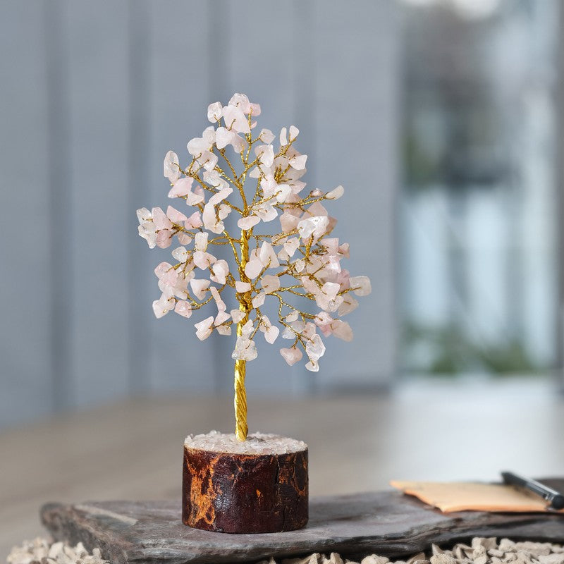 Love Rose Quartz Gemstone Tree Decorative Showpiece media 3