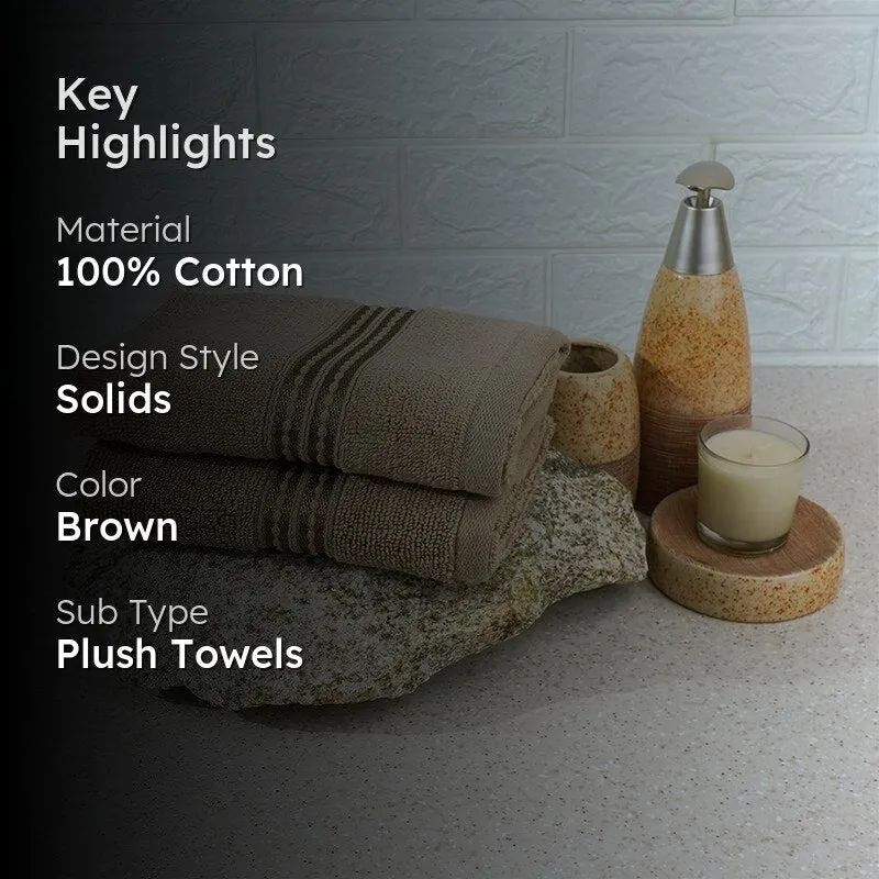 Micro Cotton LuxeDry Solid Hand Towel (Brown) - Set Of Two media 2
