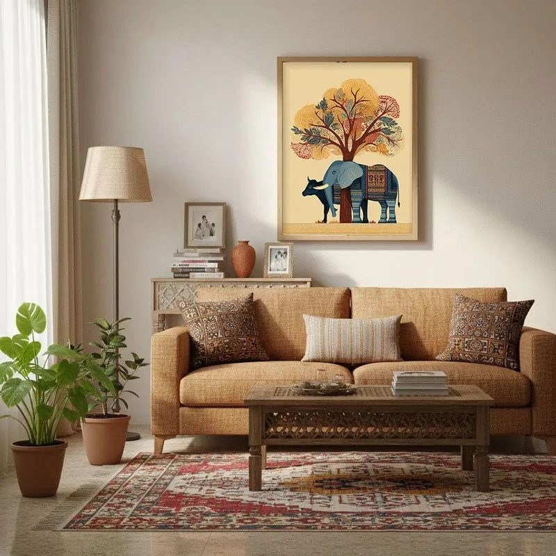 Gajraj Canvas Wall Painting With Brown Frame media 4