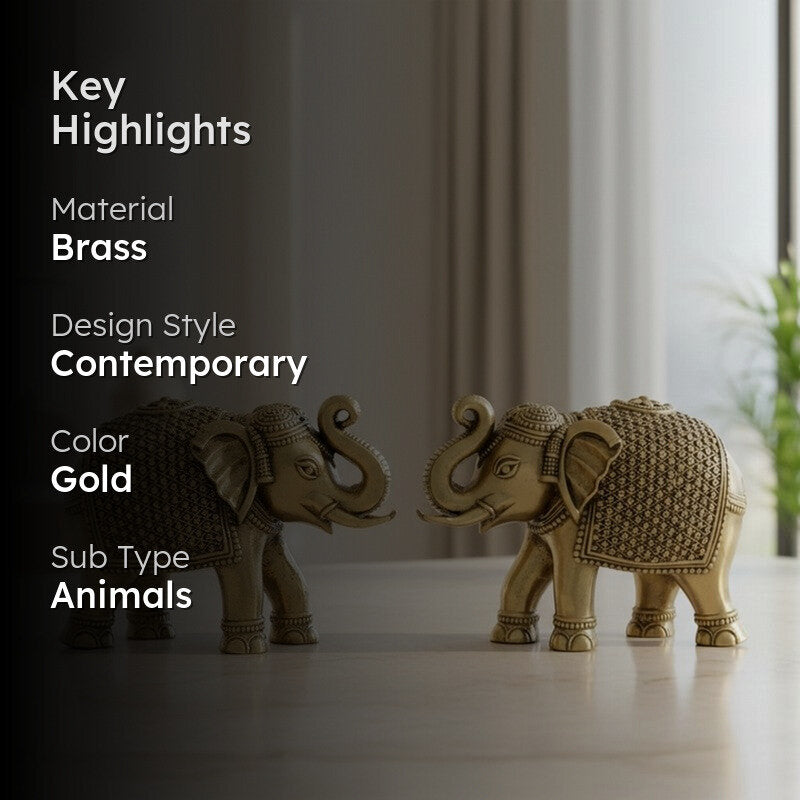 Gajraj Brass Showpiece - Set of Two media 2