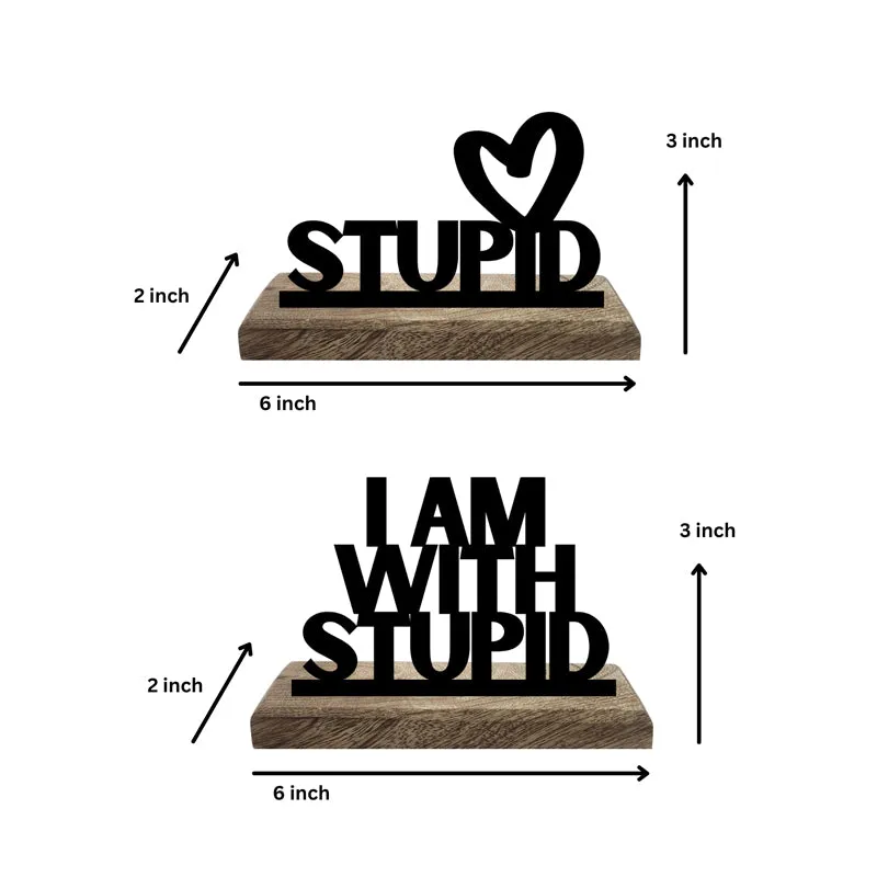 I'm with Stupid Typography Showpiece - Set Of Two media 5
