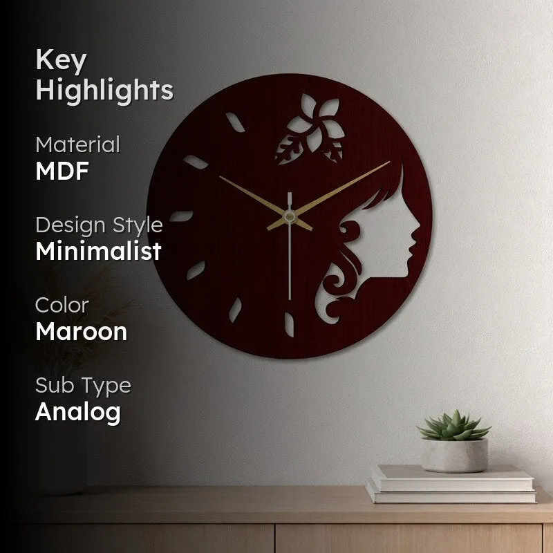 Lady Silhouette Wooden Wall Clock media 2