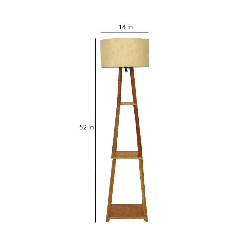 Blace Netima Wooden Floor Lamp With Shelf - Beige media 6