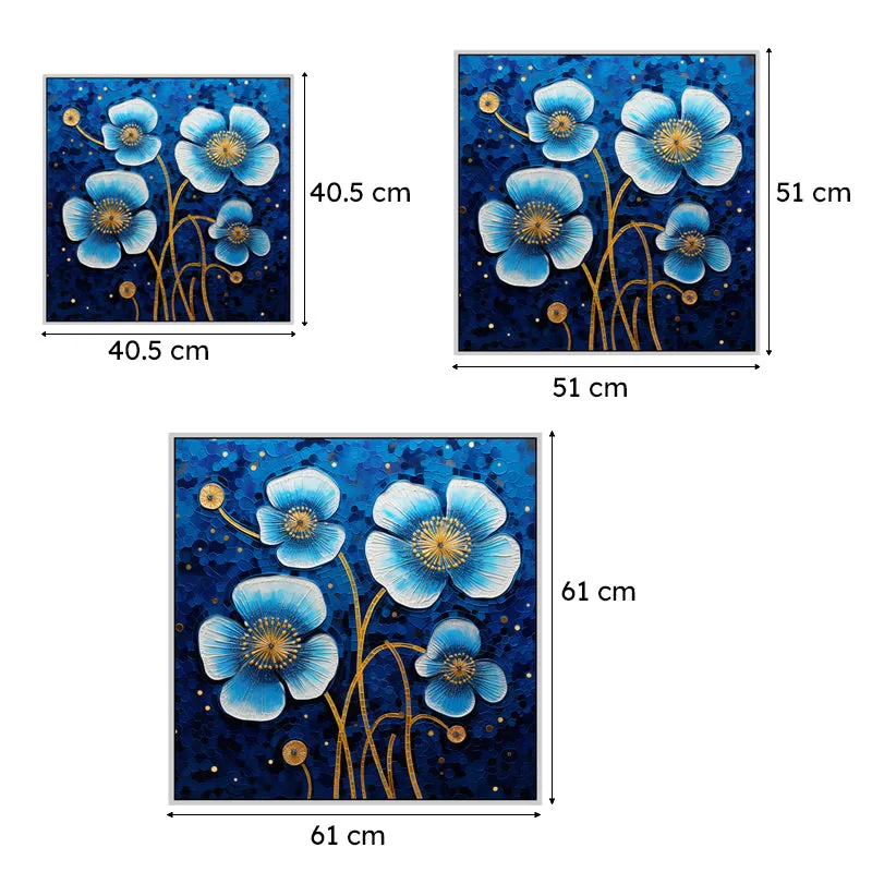 Bleu Poppies Canvas Wall Art With Frame media 6