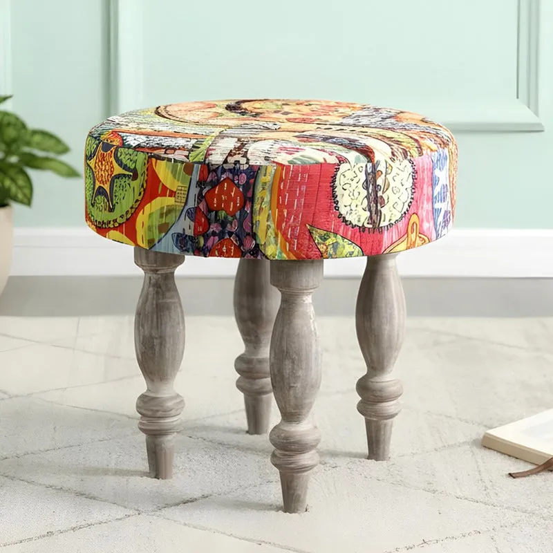 Sexon Sheesham Wooden Stools (Multicolor) - Set Of Two media 4