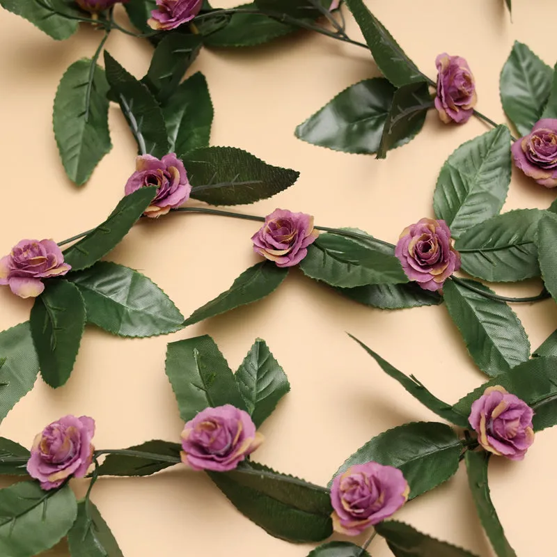 Fiora Plastic Artificial Velvet Rose Creeper (Purple) - Set of Five media 1