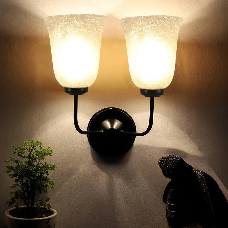 Crystal Bloom Dual Shade Glass Wall Lamp media 4