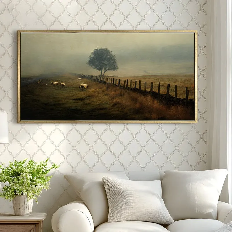 Sheep Meadow Mist Scene Wall Art media 3