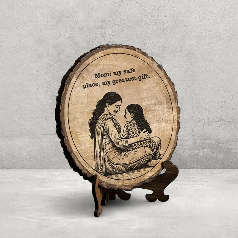 Mom Is A Safe Place Wood Showpiece - Round media 3