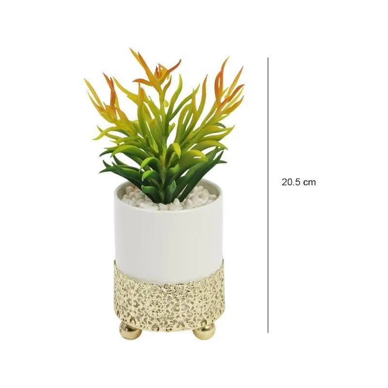 Faux Euphorbia In Decorative Pot - 20.5 cms - 5
