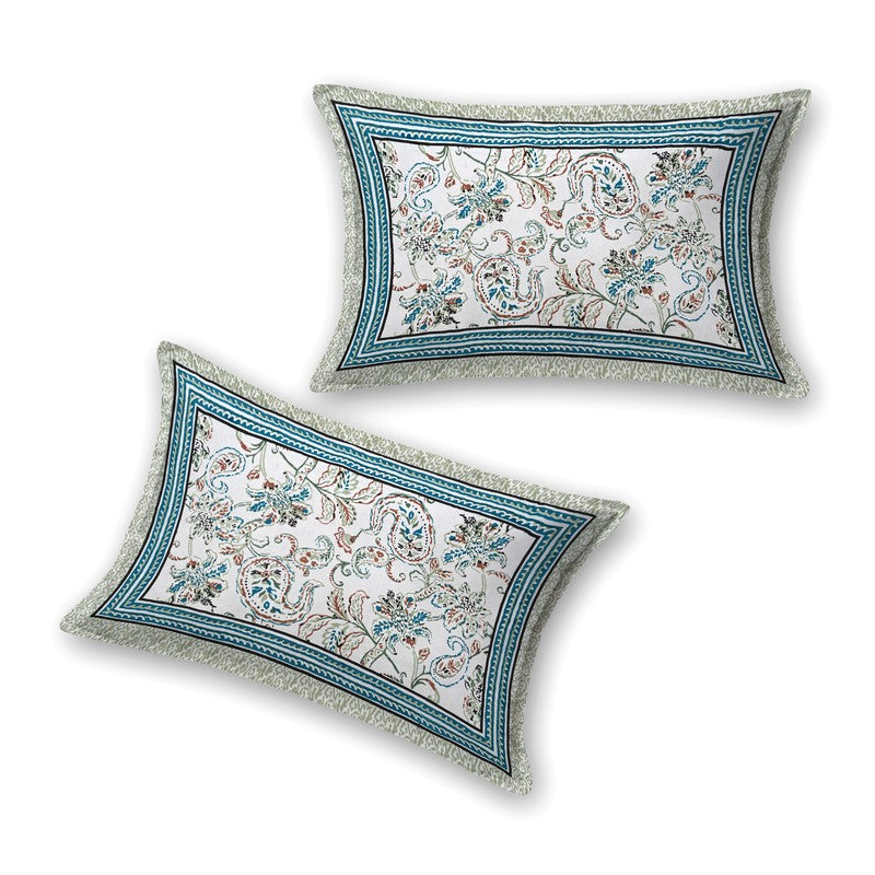 Weavon Floral Cotton Bedsheet (Blue & White) - 240 TC media 6