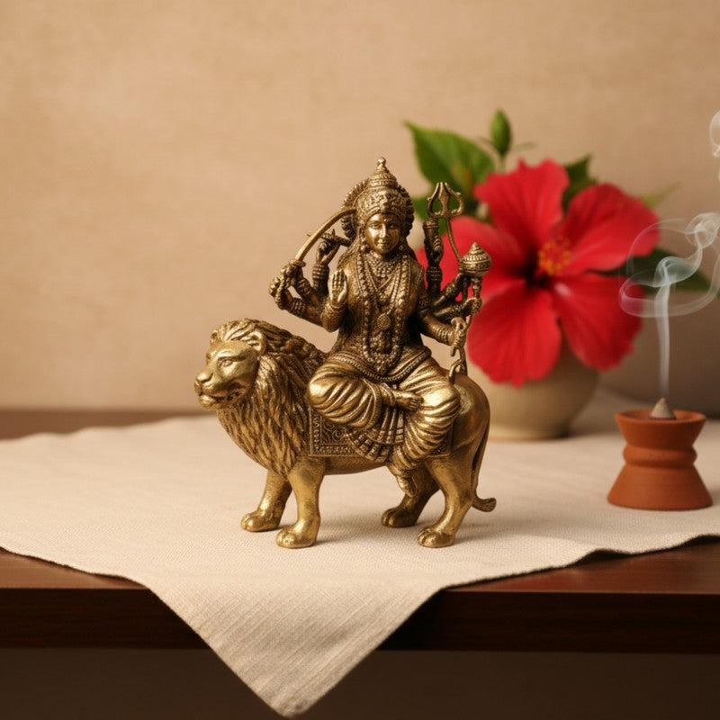Sherawali Durga Brass Idol media 3