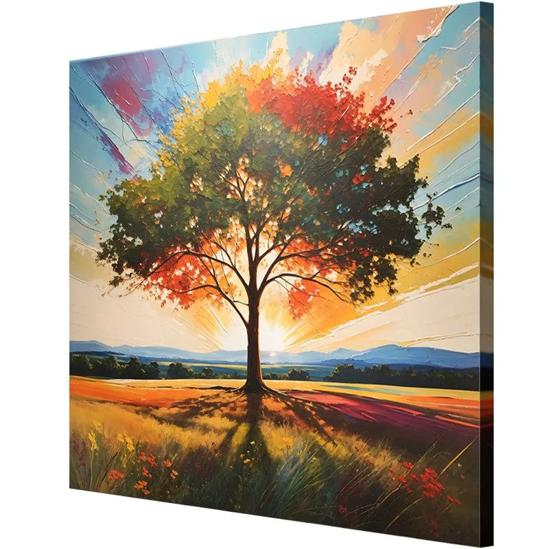 Sunlit Radiant Tree Wall Painting media 5