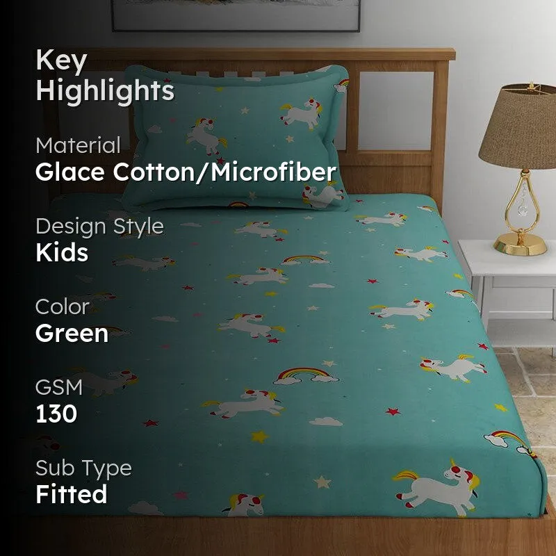 Sky Bow Kids Microfiber Bedsheet (Aqua) - 130 GSM media 2