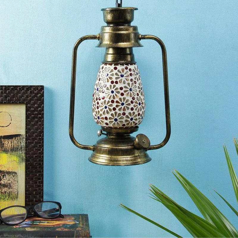 Admya Mosaic Lantern Iron Wall Lamp - Gold media 3