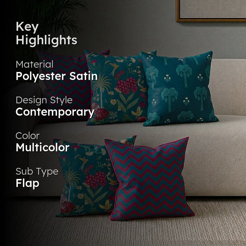 Tropical Chevron Printed Satin Cushion Cover - Set Of Five - 2