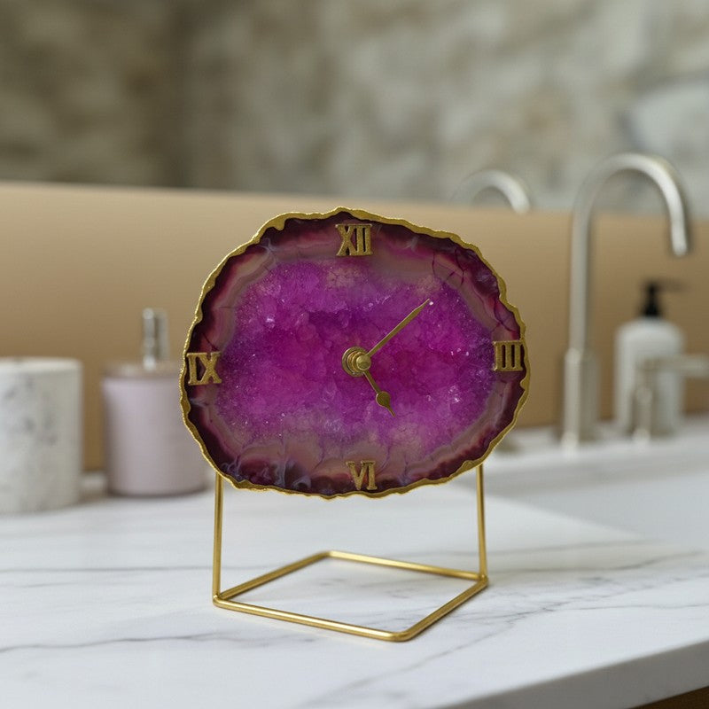 Crystal Keeper Agate Table Clock - Pink media 3