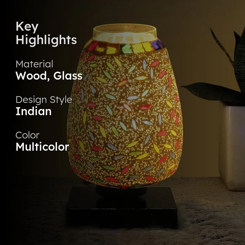 Lumetti Glass Table Lamp With Wooden Base - Multicolor media 2