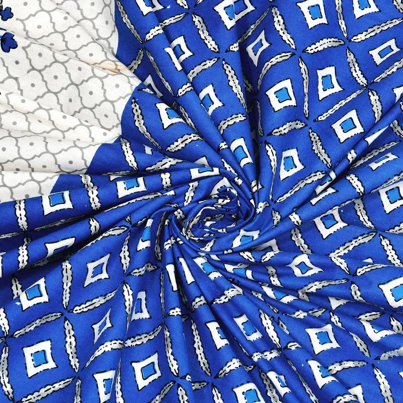NobleNest Cotton Bedsheet (Blue) - 144 TC media 6